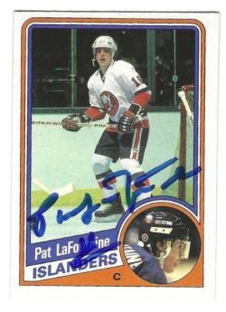 Autographed PAT LAFONTAINE 1984-85 O-Pee-Chee New York Islanders card #392