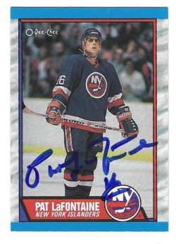 Autographed PAT LAFONTAINE 1989-90 O-Pee-Chee New York Islanders card #60