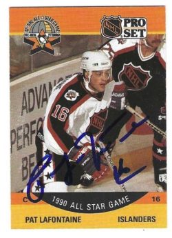 Autographed PAT LAFONTAINE 1990-91 Pro Set New York Islanders card #372