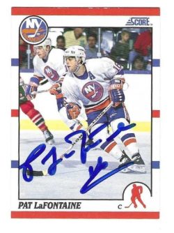 Autographed PAT LAFONTAINE 1990-91 Score New York Islanders card #250