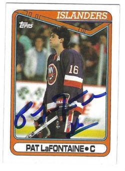 Autographed PAT LAFONTAINE 1990-91 Topps New York Islanders card #184