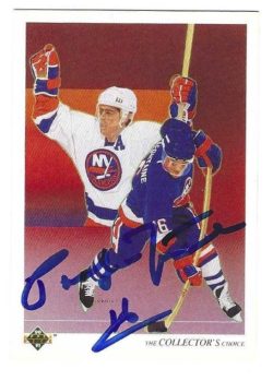 Autographed PAT LAFONTAINE 1990-91 Upper Deck New York Islanders card #306