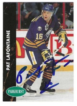 Autographed PAT LAFONTAINE Buffalo Sabres 1991-92 Parkhurst card #16