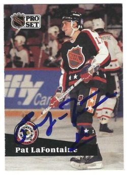 Autographed PAT LAFONTAINE Buffalo Sabres 1991-92 Pro Set card #308