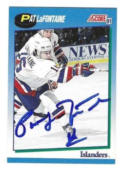Autographed PAT LAFONTAINE 1991-92 Score Canadien #480 New York Islanders card