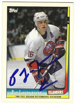 Autographed PAT LAFONTAINE 1991-92 Topps New York Islanders card #12