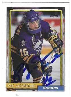 Autographed PAT LAFONTAINE Buffalo Sabres 1992-93 Topps card #345