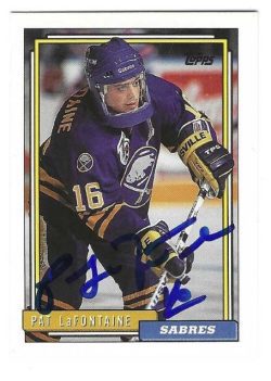 Autographed PAT LAFONTAINE Buffalo Sabres 1992-93 Topps card #345