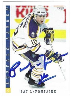 Autographed PAT LAFONTAINE Buffalo Sabres 1993-94 Score card #345