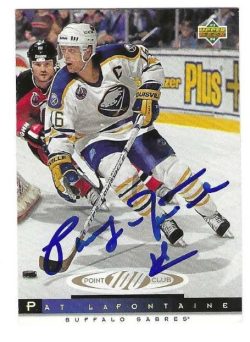 Autographed PAT LAFONTAINE Buffalo Sabres 1993-94 Upper Deck card #221