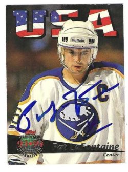 Autographed PAT LAFONTAINE Buffalo Sabres 1993-94 Topps Stadium Club card