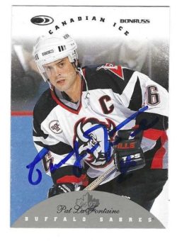 Autographed PAT LAFONTAINE Buffalo Sabres 1996-97 Donruss Canadien Ice card
