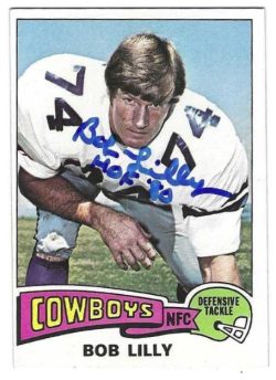 Autographed Bob Lilly "HOF 80" Dallas Cowboys 1975 Topps Card #175