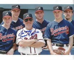 AUTOGRAPHED LEO MAZZONE "Coached 3 HOFers" 8X10 Atlanta Braves photo