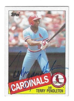 Autographed TERRY PENDLETON St. Louis Cardinals 1985 Topps Card