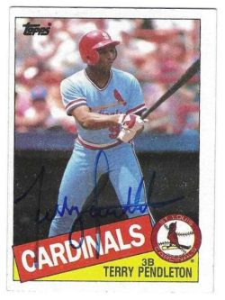 Autographed TERRY PENDLETON St. Louis Cardinals 1985 Topps Card