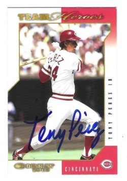 Autographed TONY PEREZ Cincinnati Reds 2003 Donruss Team Heroes Card