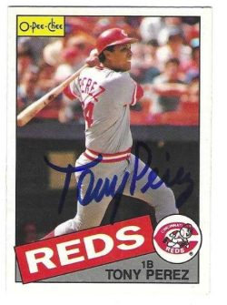 Autographed TONY PEREZ Cincinnati Reds 1985 O-Pee-Chee Card #212