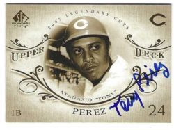 Autographed TONY PEREZ Cincinnati Reds 2005 Upper Deck Legendary Cuts Card