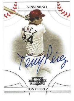 Autographed TONY PEREZ Cincinnati Reds 2008 Donruss Threads Card
