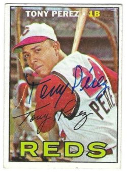Autographed TONY PEREZ Cincinnati Reds 1967 Topps Card
