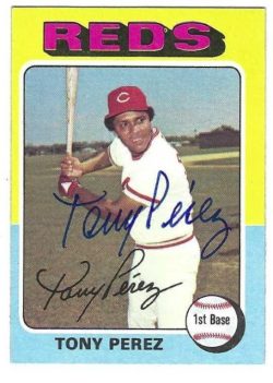 Autographed TONY PEREZ Cincinnati Reds 1975 Topps Card