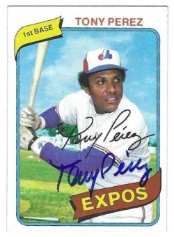 Autographed TONY PEREZ Montreal Expos 1980 Topps Card