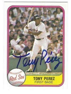 Autographed TONY PEREZ Boston Red Sox 1981 Fleer Card