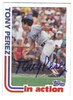 Autographed TONY PEREZ Boston Red Sox 1982 Topps Card