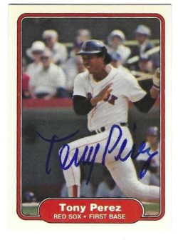 Autographed TONY PEREZ Boston Red Sox 1982 Fleer Card