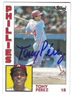 Autographed TONY PEREZ Philadelphia Phillies 1984 Topps Card