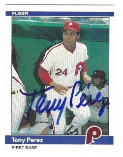Autographed TONY PEREZ Philadelphia Phillies 1984 Fleer Card
