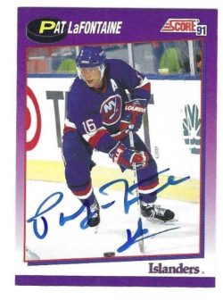 Autographed PAT LAFONTAINE 1991-92 Score #260 New York Islanders card