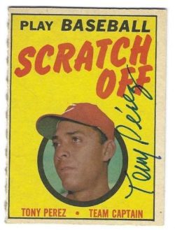 Autographed TONY PEREZ Cincinnati Reds 1970 Topps Scratch Off Card