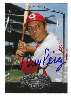 Autographed TONY PEREZ Cincinnati Reds 2005 Upper Deck Past Time Pennants Card