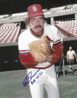 AUTOGRAPHED ERIC RASMUSSEN "82 WSC" 8x10 St. Louis Cardinals Photo