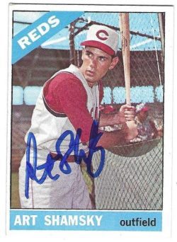 Autographed ART SHAMSKY Cincinnati Reds 1966 Topps Card