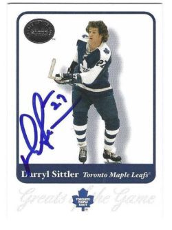 Autographed DARRYL SITTLER Toronto Maple Leafs 2001-02 Fleer Greats of the Game Card