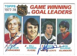 Autographed GUY LAFLEUR Canadiens and DARRYL SITTLER Toronto Maple Leafs 1978-79 Topps Card