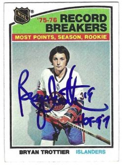 Autographed BRYAN TROTTIER "HOF 97" New York Islanders 1976-77 Topps Card