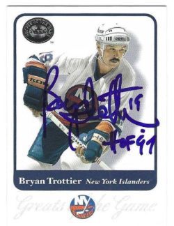 Autographed BRYAN TROTTIER New York Islanders 2001-02 Fleer Greats of the Game Card