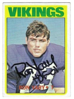 Autographed Ron Yary Minnesota Vikings 1972 Topps Rookie card #104