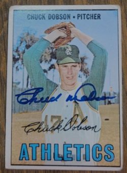 Autographed Chuck Dobson Kansas City A's 1967 Topps Card