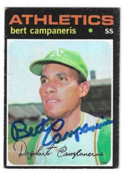 Autographed BERT CAMPANERIS Oakland A's 1971 Topps Card