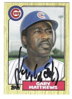 Autographed GARY MATTHEWS Chicago Cubs 1987 Topps Card
