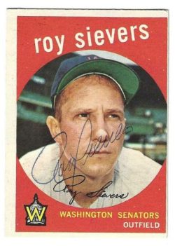 Autographed ROY SIEVERS Washington Senators 1959 Topps Card