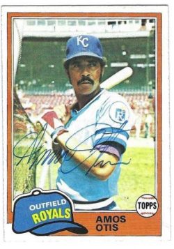 Autographed AMOS OTIS Kansas City Royals 1981 Topps Card