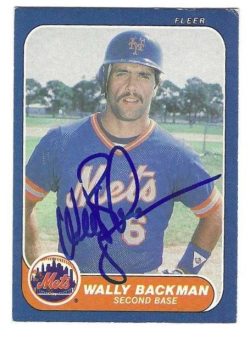 Autographed WALLY BACKMAN New York Mets 1986 Fleer Baseball Card