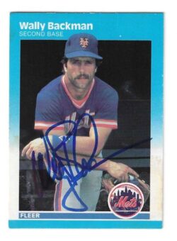 Autographed WALLY BACKMAN New York Mets 1987 Fleer Baseball Card