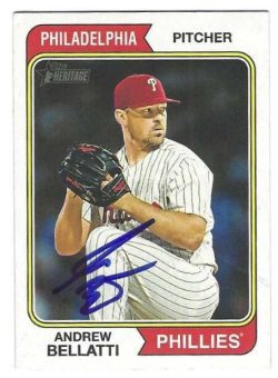 Autographed ANDREW BELLATTI Philadelphia Phillies 2023 Topps Heritage Card